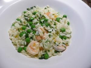 Pea, prawn and mint risotto