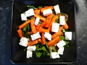 lentil and roast carrot salad with feta