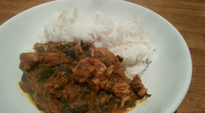 Lamb and spinich karahi (using chicken!)