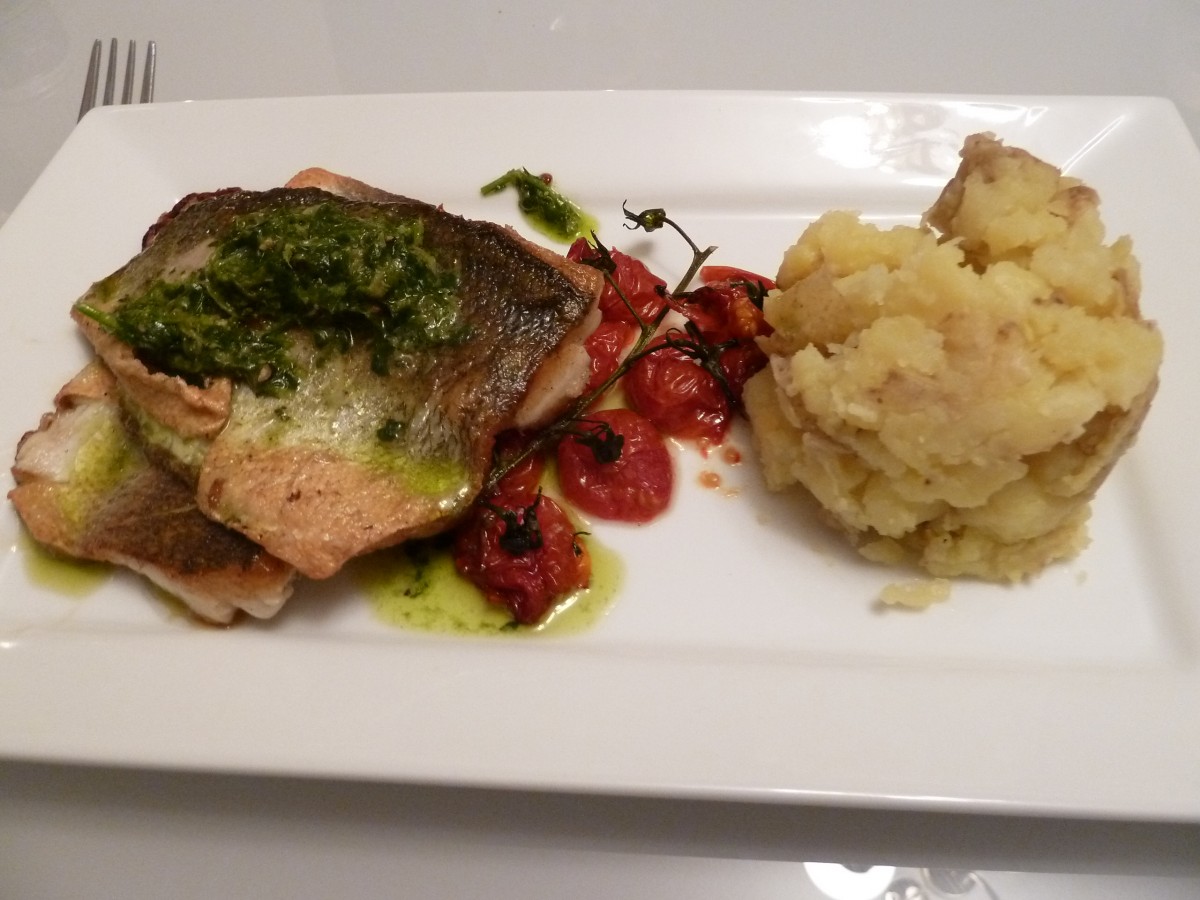 sea bass with crushed potato