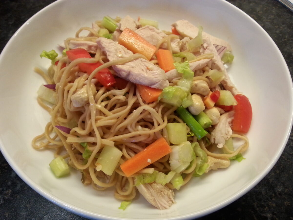 thai chicken and prawn noddle salad